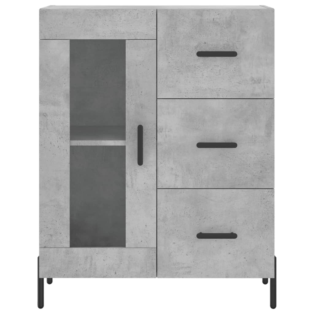 Highboard betonggrå 69,5x34x180 cm konstruert tre