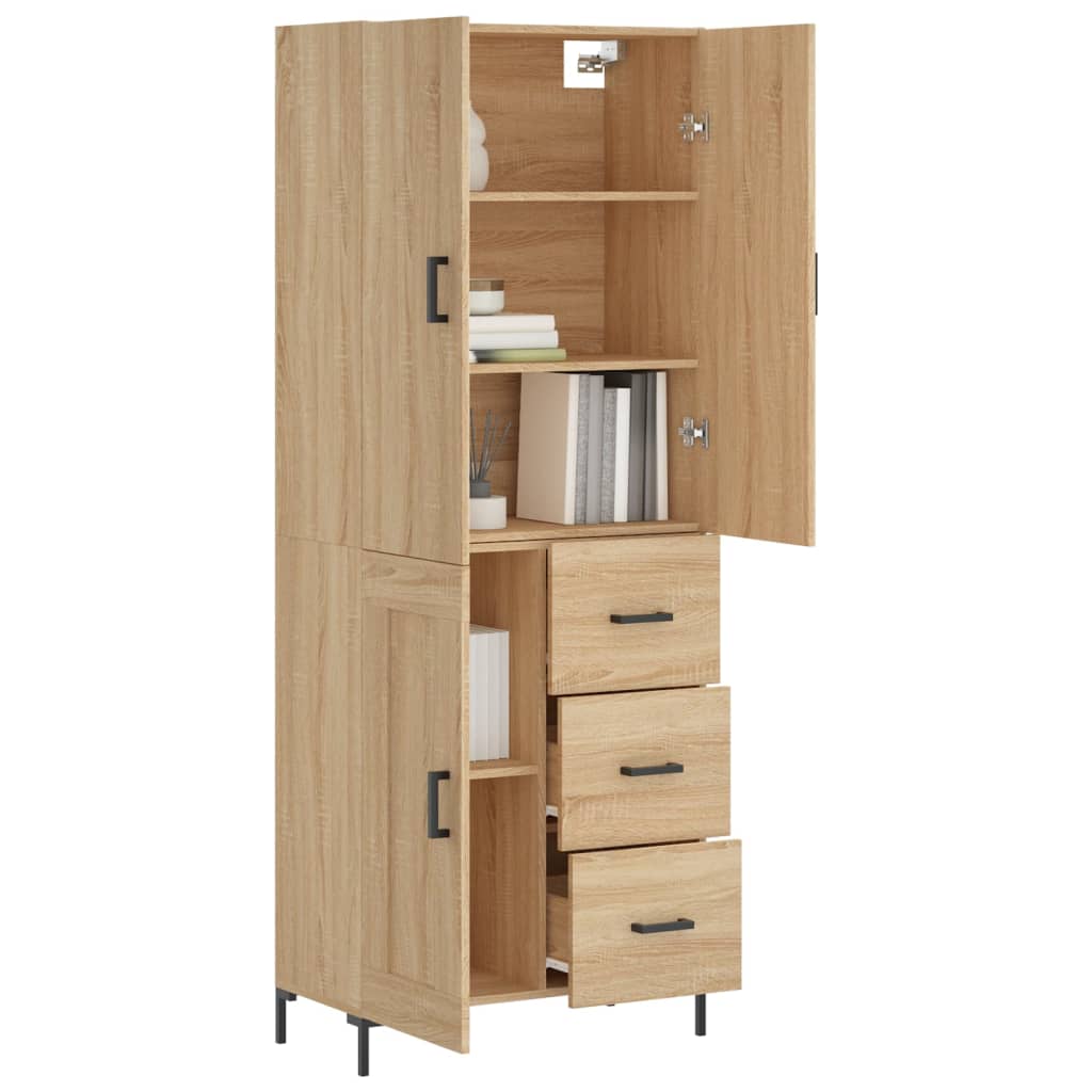 Highboard sonoma eik 69,5x34x180 cm konstruert tre