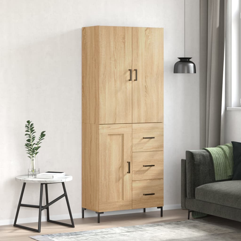 Highboard sonoma eik 69,5x34x180 cm konstruert tre