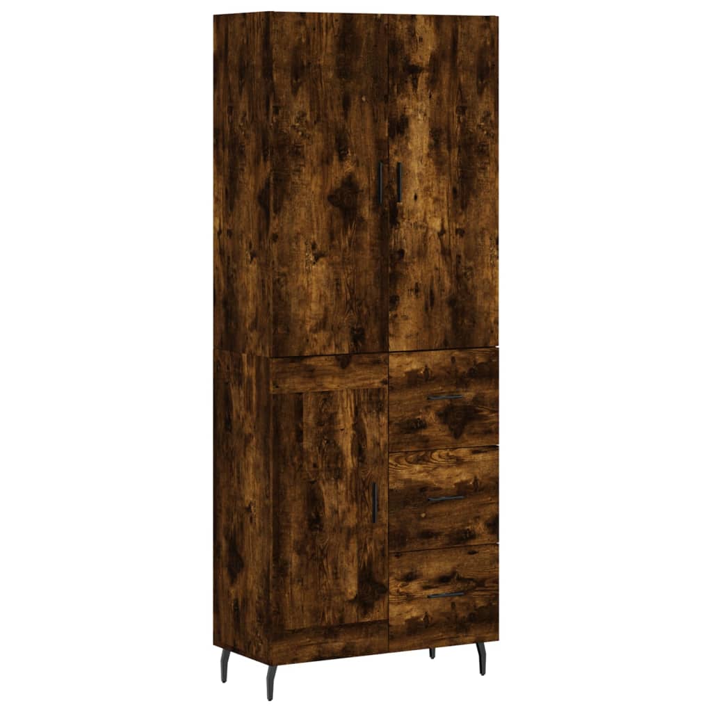 Highboard røkt eik 69,5x34x180 cm konstruert tre