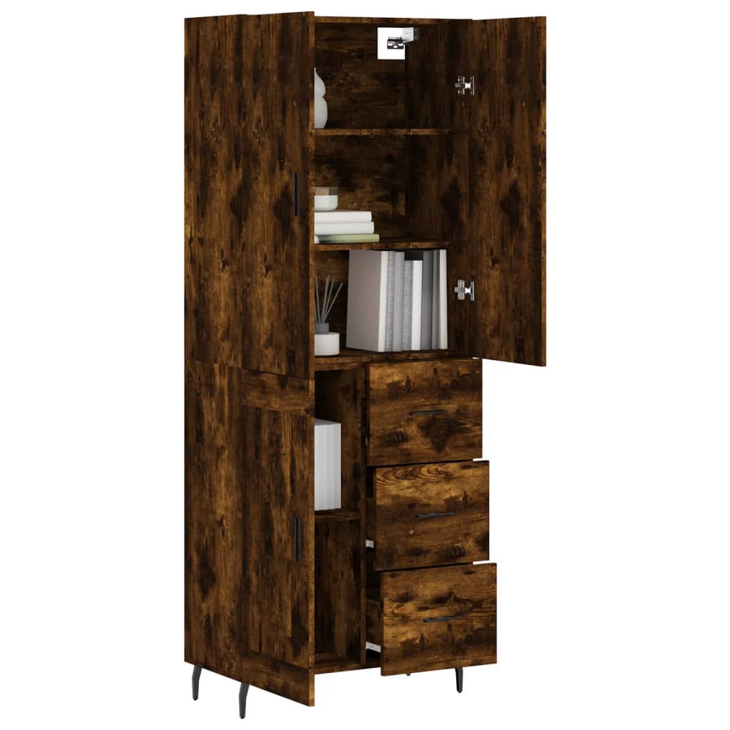 Highboard røkt eik 69,5x34x180 cm konstruert tre