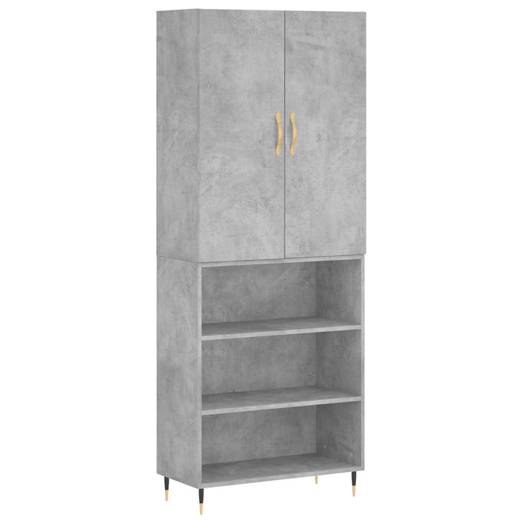 Highboard betonggrå 69,5x34x180 cm konstruert tre