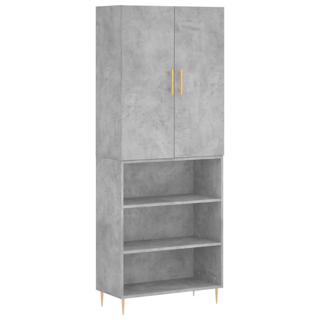 Highboard betonggrå 69,5x34x180 cm konstruert tre