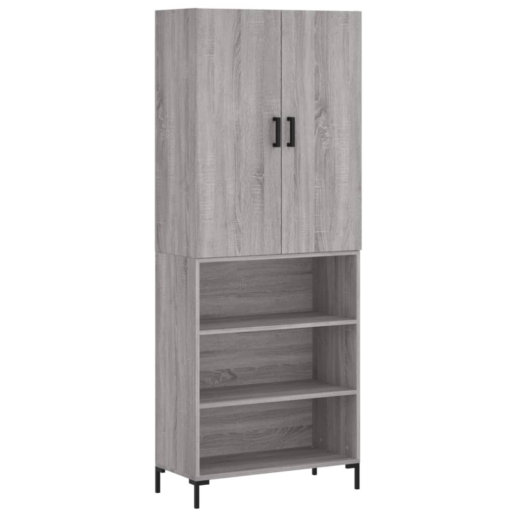 Highboard grå sonoma 69,5x34x180 cm konstruert tre