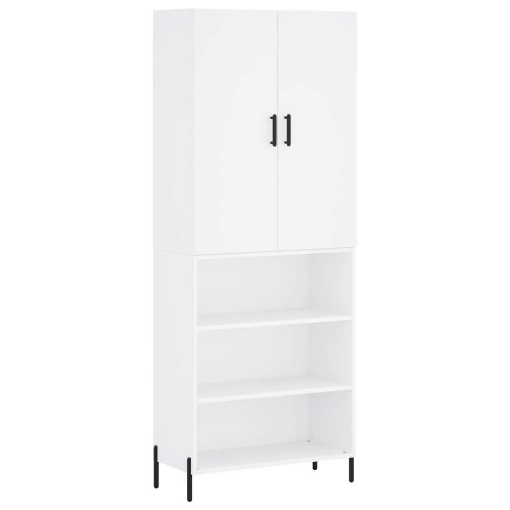 Highboard hvit 69,5x34x180 cm konstruert tre