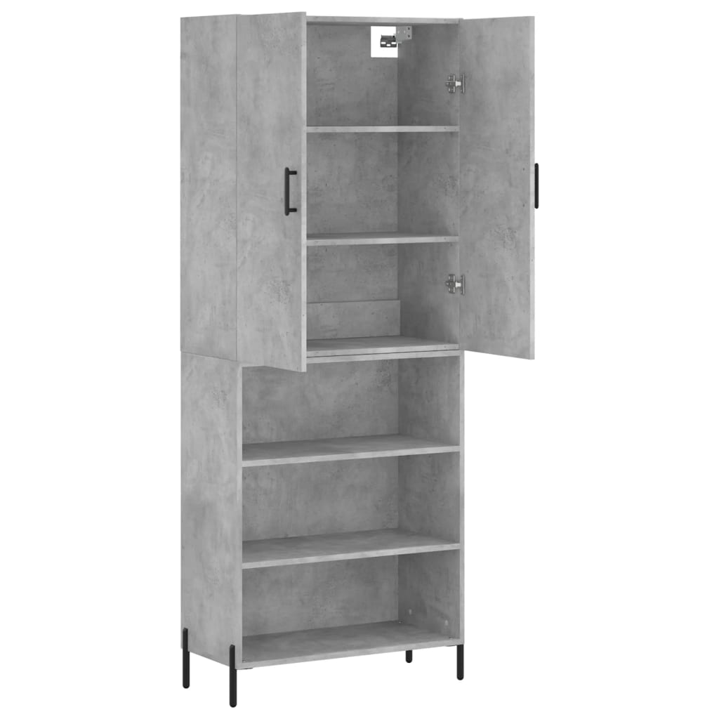 Highboard betonggrå 69,5x34x180 cm konstruert tre