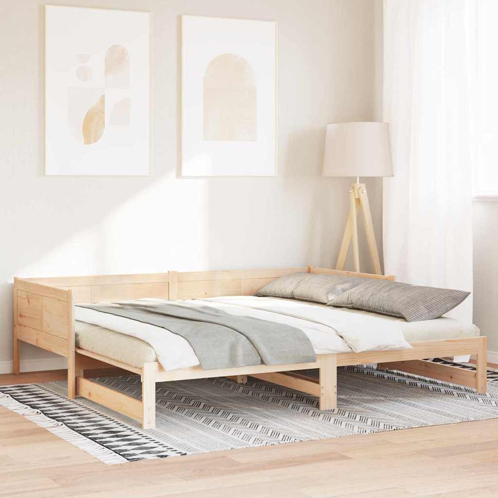 Uttrekkbar Dagbed Brun 203,5 x 184 x 56,5 cm Massiv furu