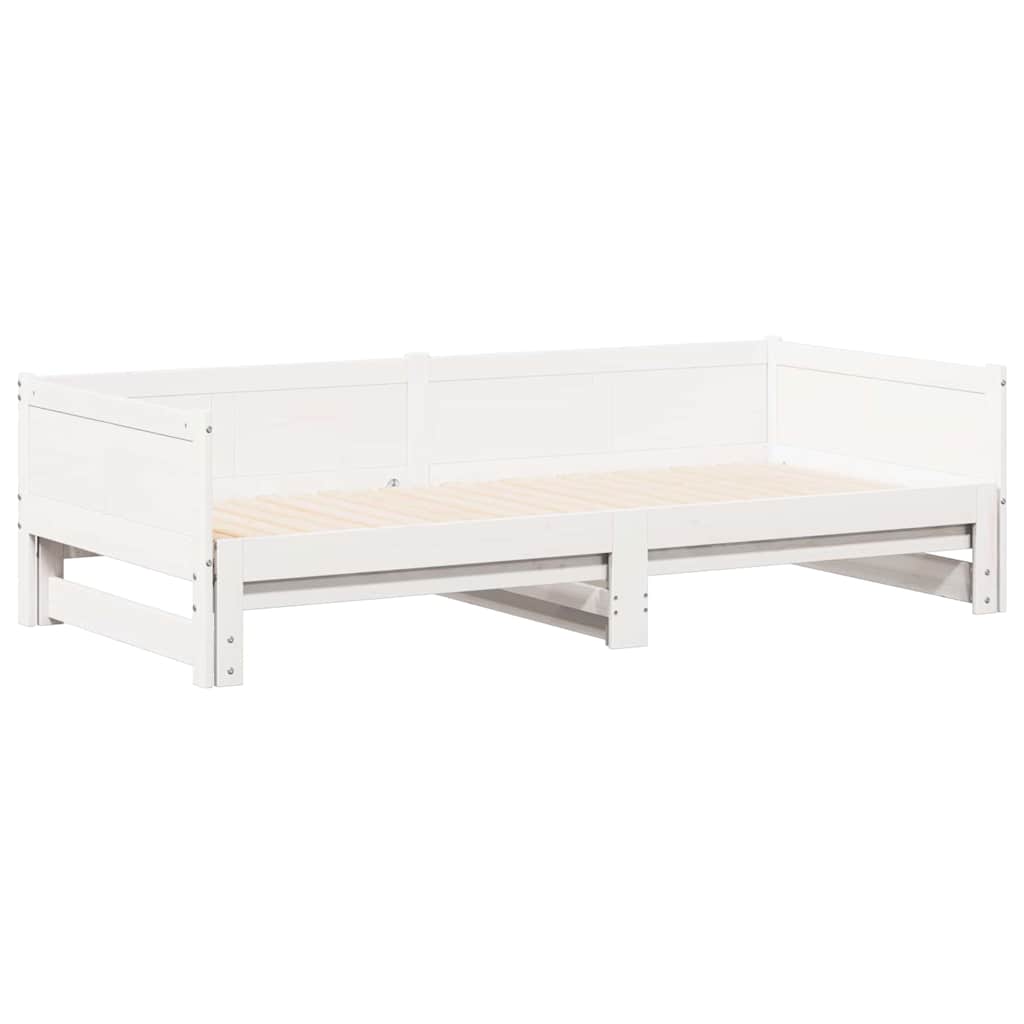 Uttrekkbar Dagbed Hvit 203,5 x 184 x 56,5 cm Massiv furu