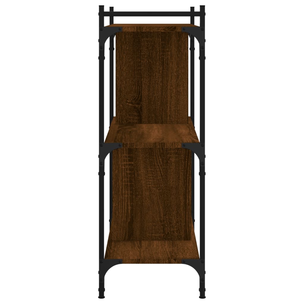 Bokhylle 3 etasjer brun eik 76x32x88 cm konstruert tre