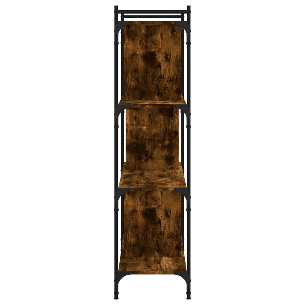 Bokhylle 4 etasjer røkt eik 76x32x123 cm konstruert tre