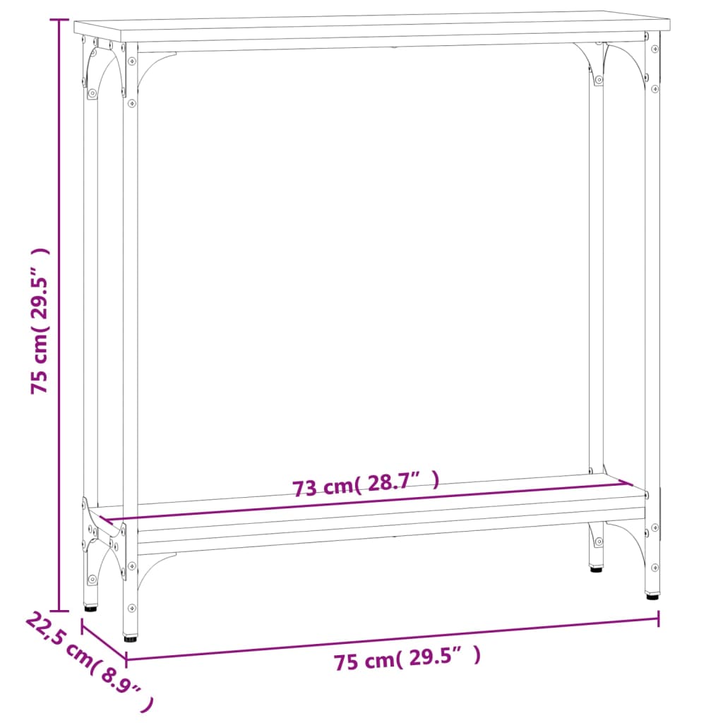 Konsollbord Sonoma eik 75x22,5x75 cm konstruert tre