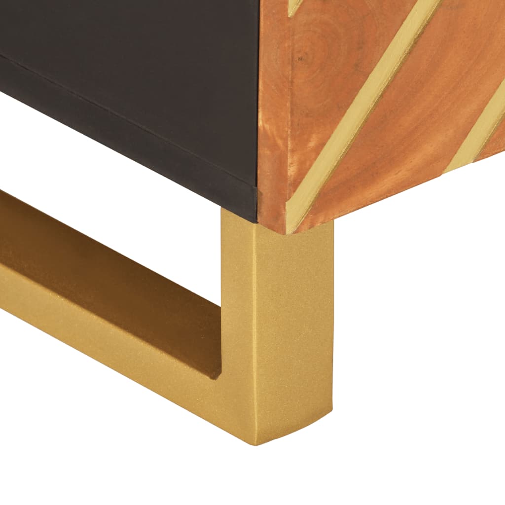 Salongbord brun og svart 80x50x40 cm heltre furu