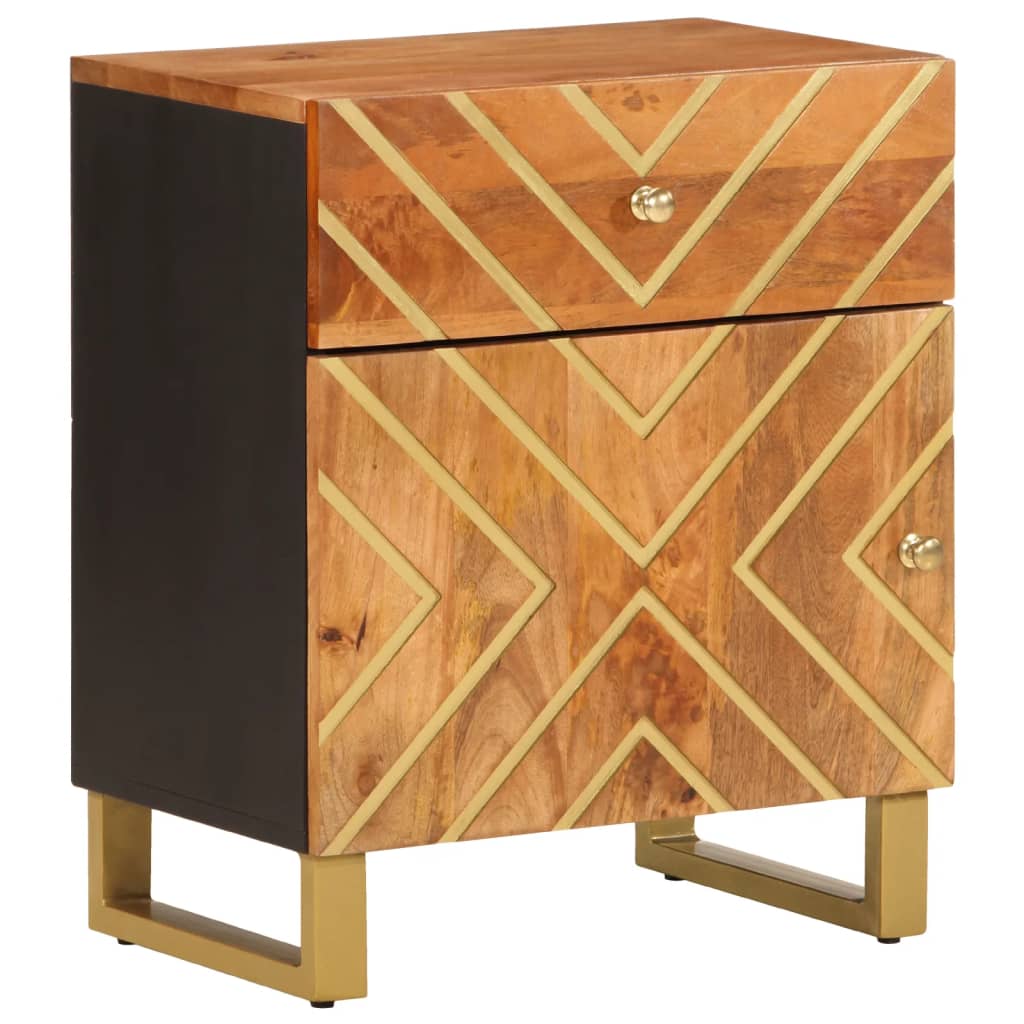 Nattbord brun og svart 50x33x60 cm heltre mango