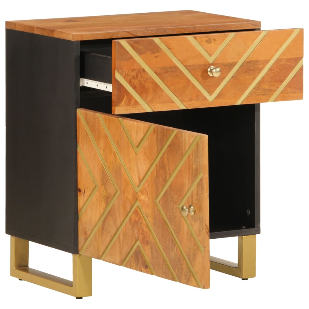 Nattbord brun og svart 50x33x60 cm heltre mango