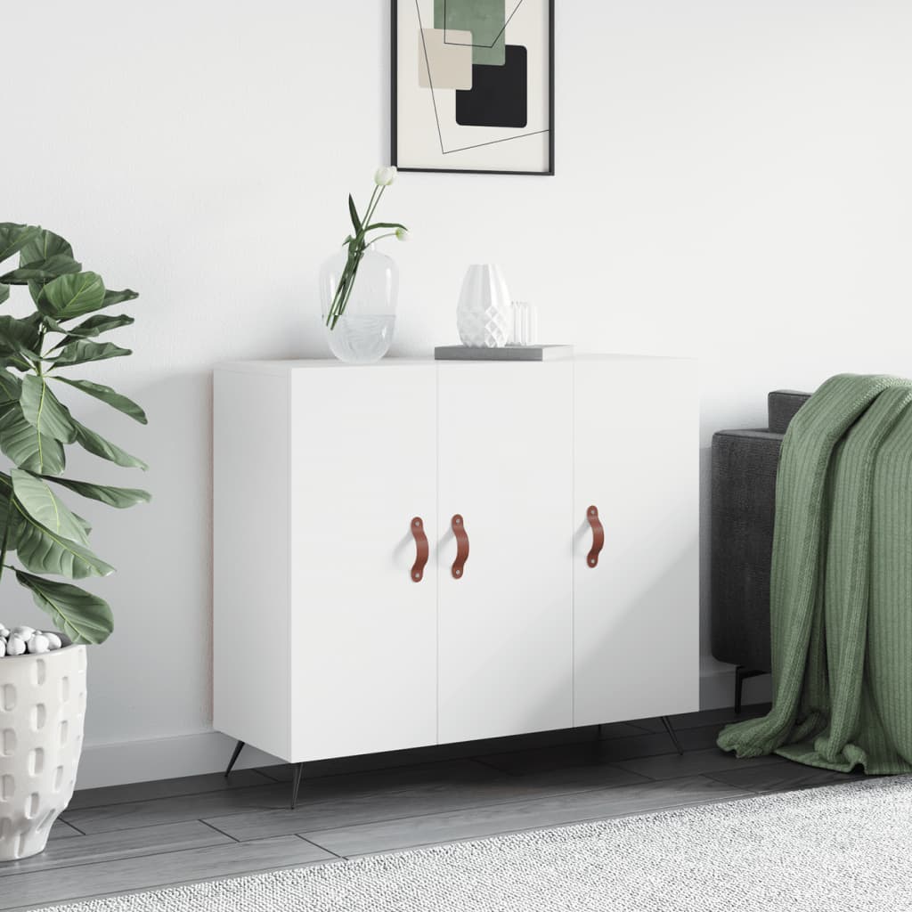 Skjenk hvit 90x34x80 cm konstruert tre