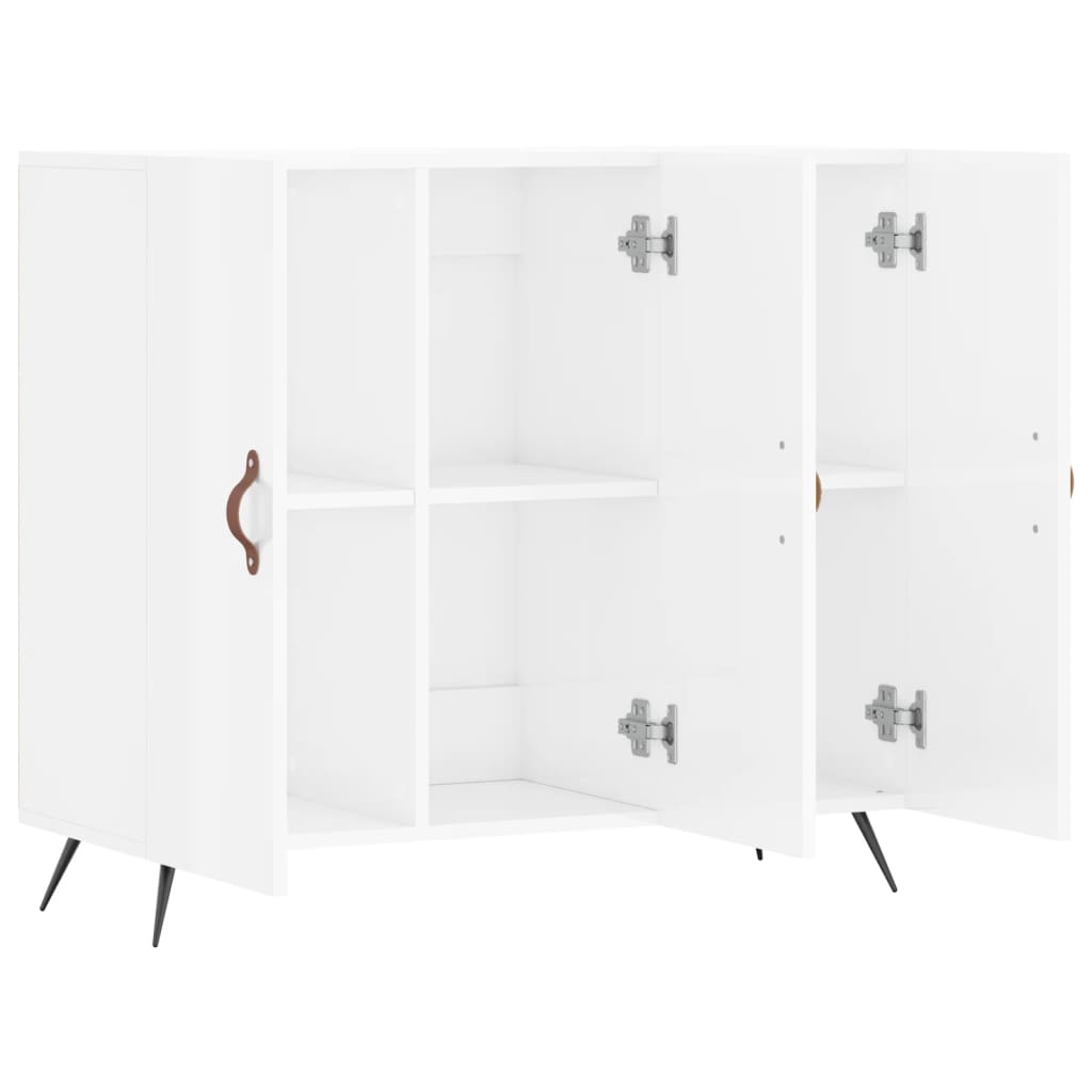 Skjenk høyglans hvit 90x34x80 cm konstruert tre
