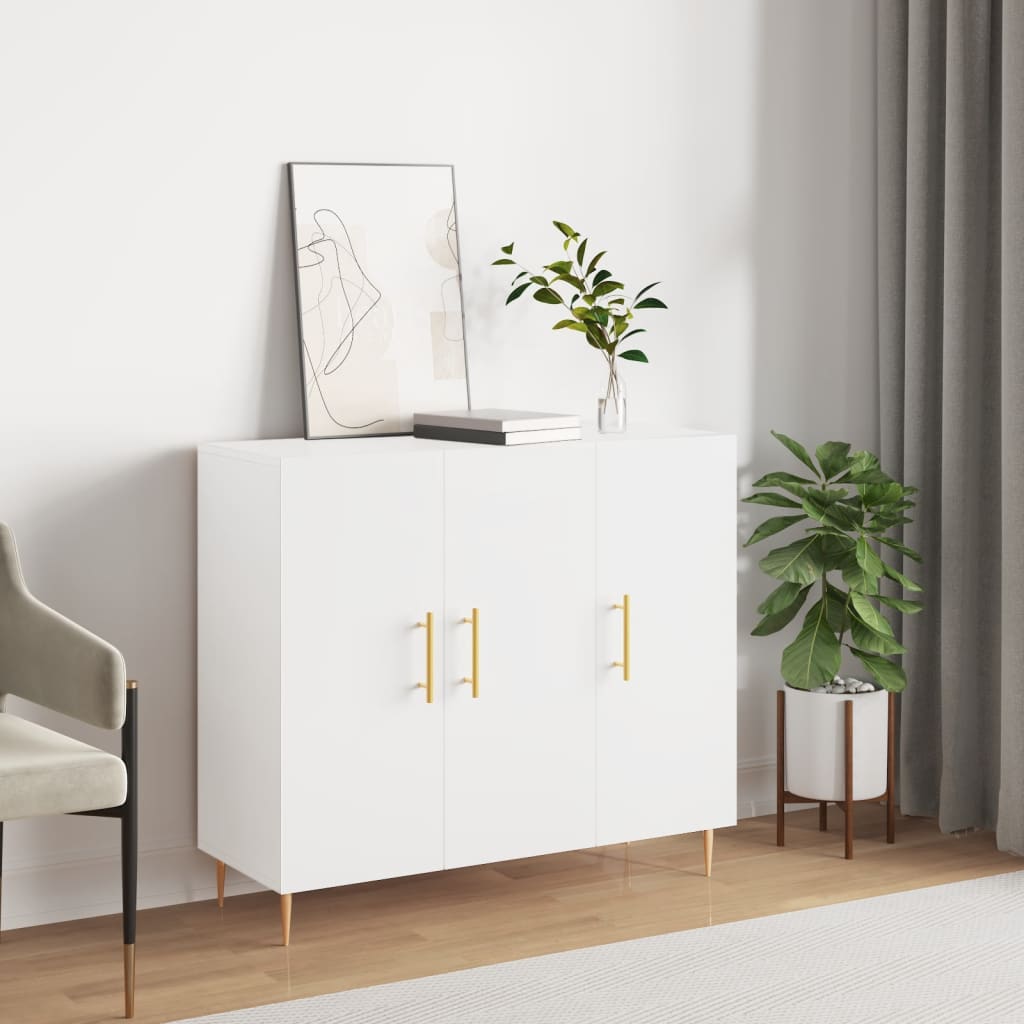 Skjenk hvit 90x34x80 cm konstruert tre