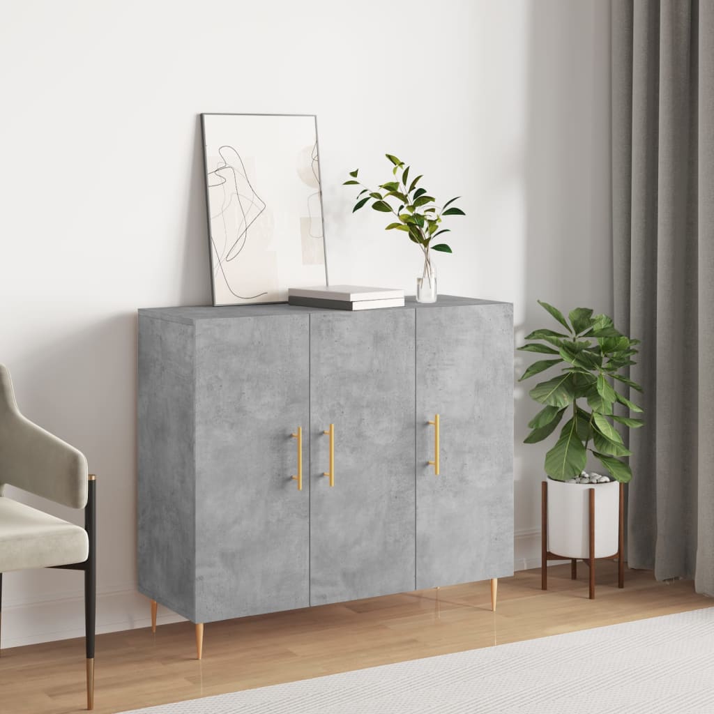 Skjenk betonggrå 90x34x80 cm konstruert tre