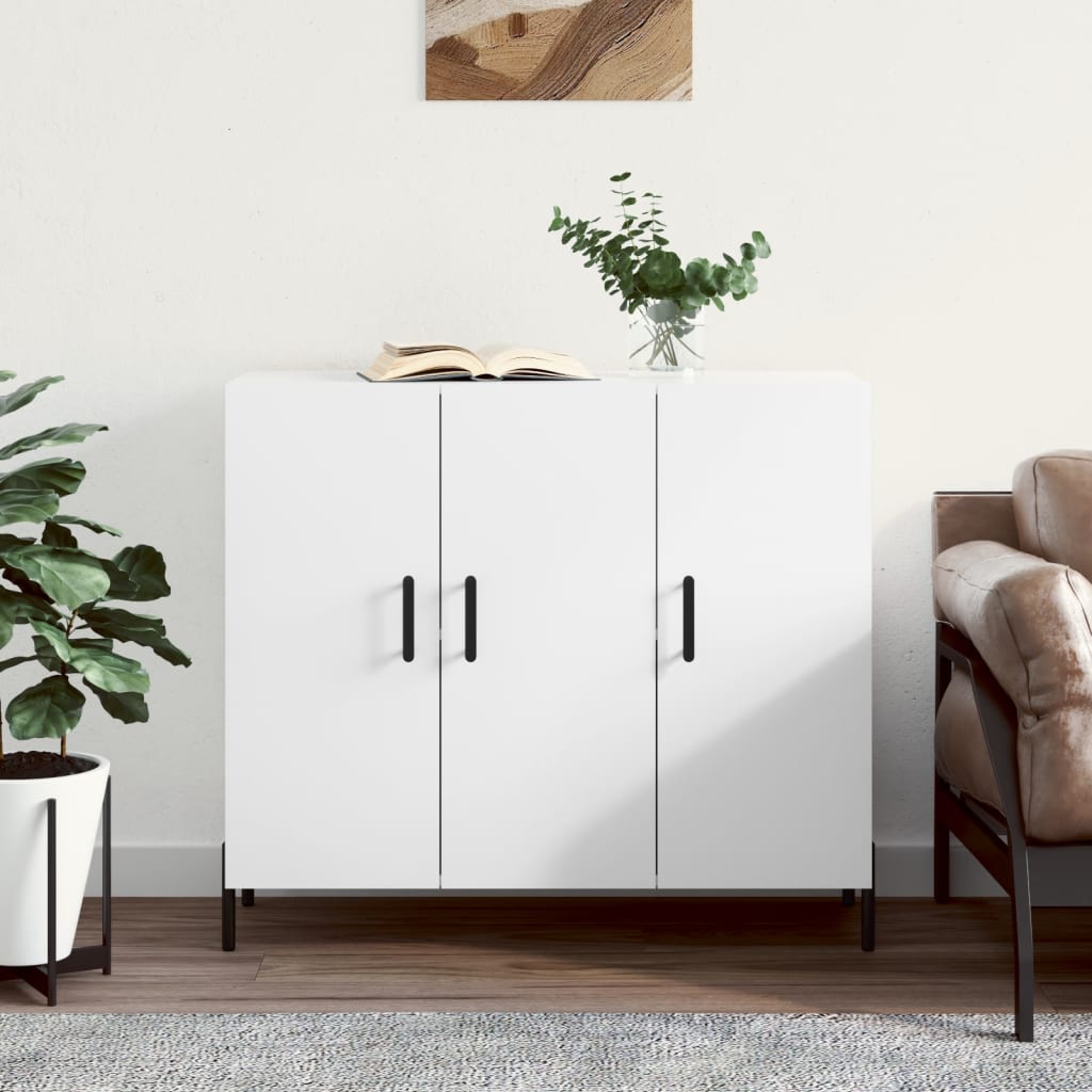 Skjenk hvit 90x34x80 cm konstruert tre