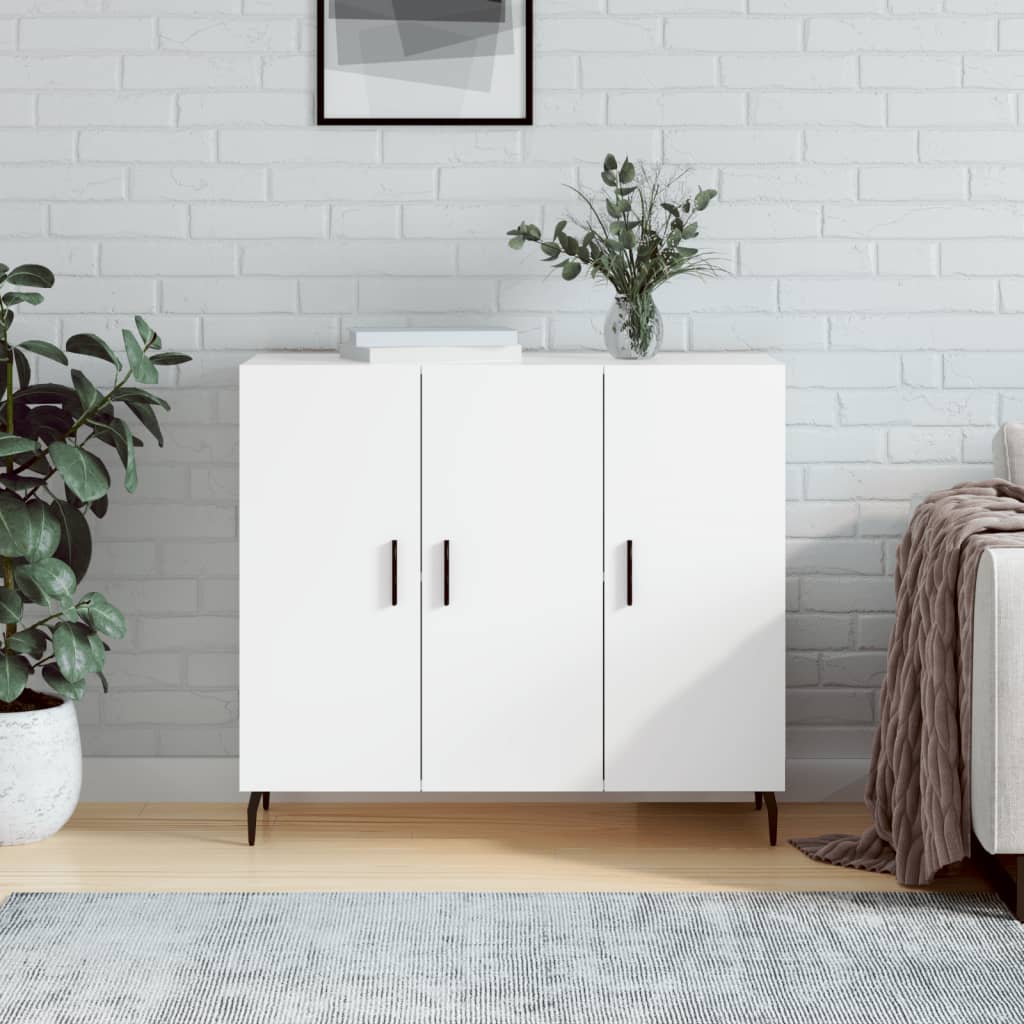 Skjenk hvit 90x34x80 cm konstruert tre