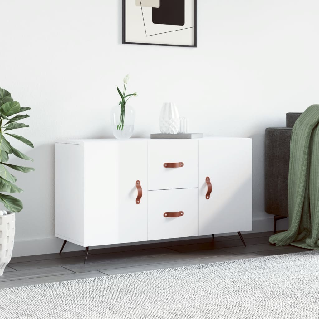 Skjenk høyglans hvit 100x36x60 cm konstruert tre