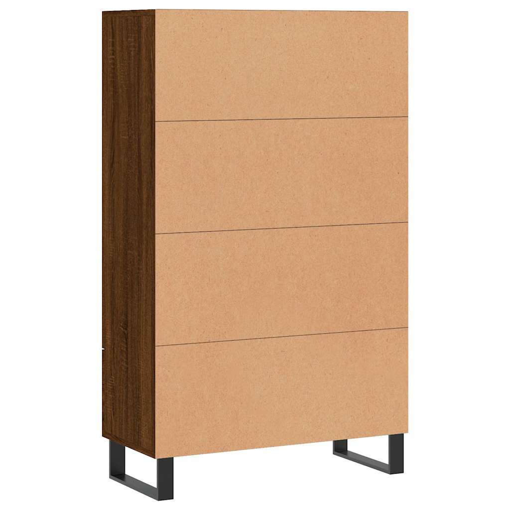 Highboard brun eik 69,5x31x115 cm konstruert tre