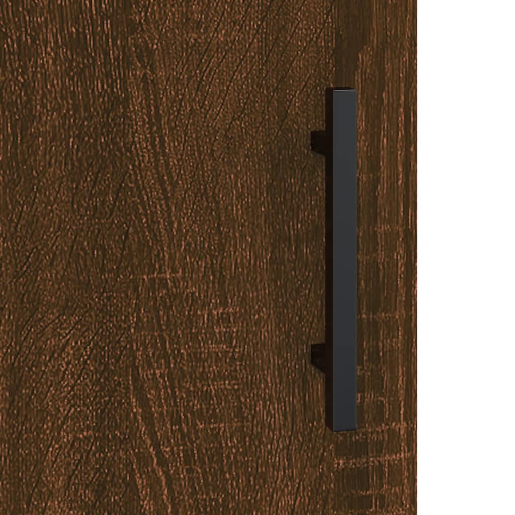 Highboard brun eik 69,5x31x115 cm konstruert tre