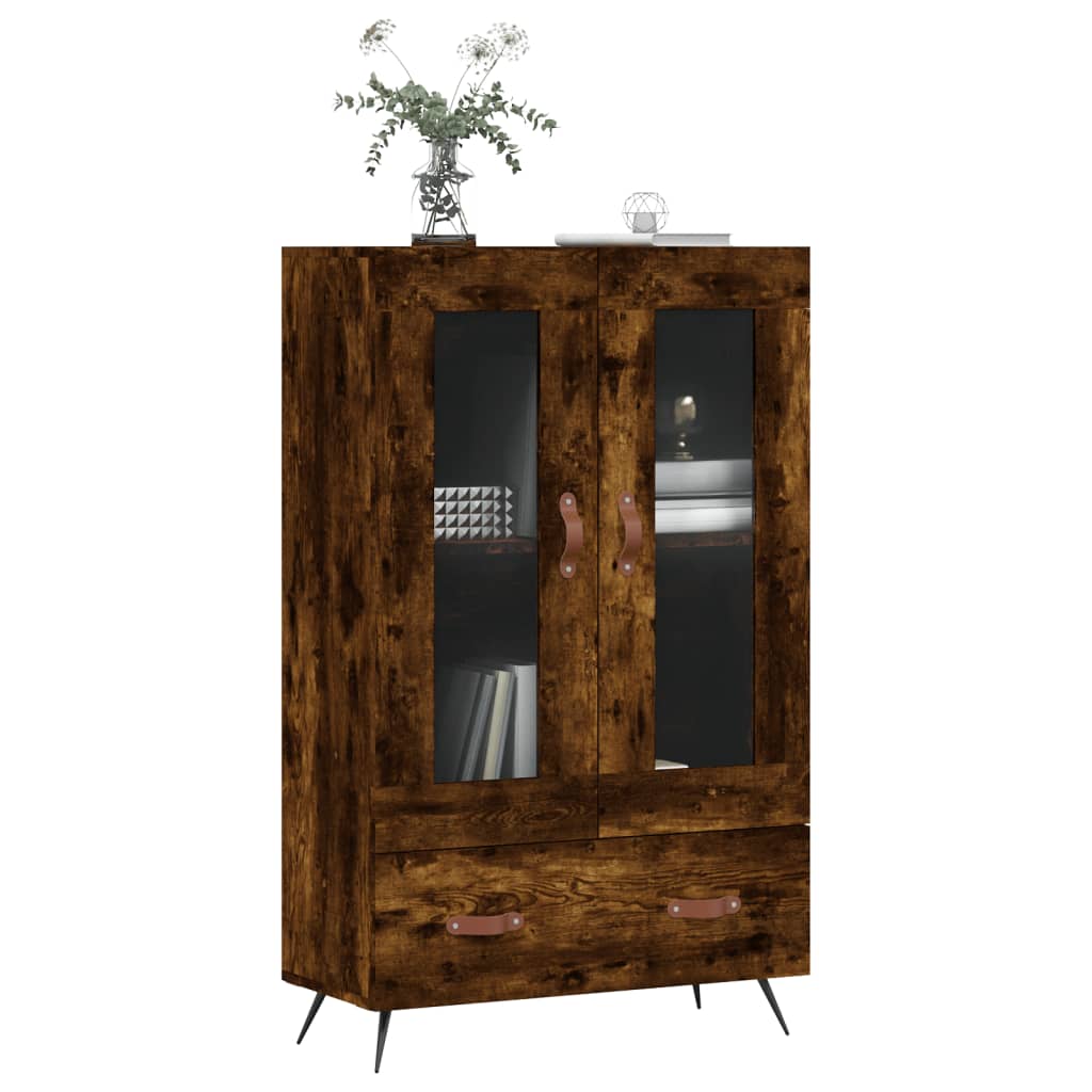 Highboard røkt eik 69,5x31x115 cm konstruert tre