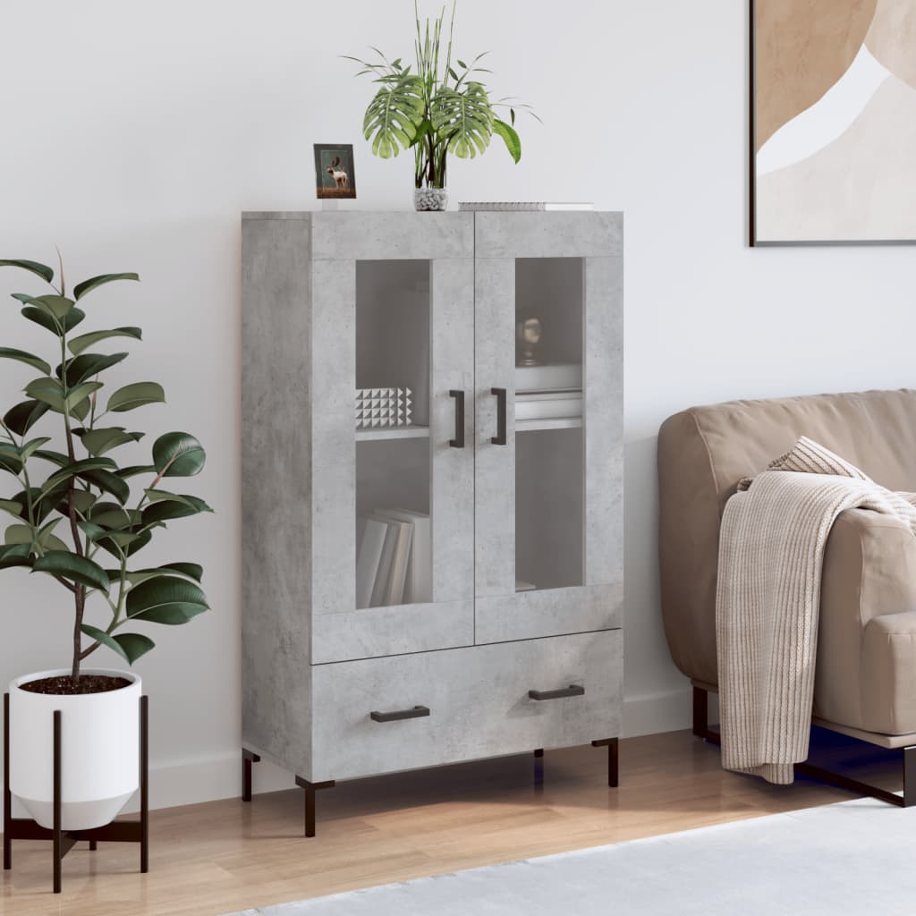 Highboard betonggrå 69,5x31x115 cm konstruert tre