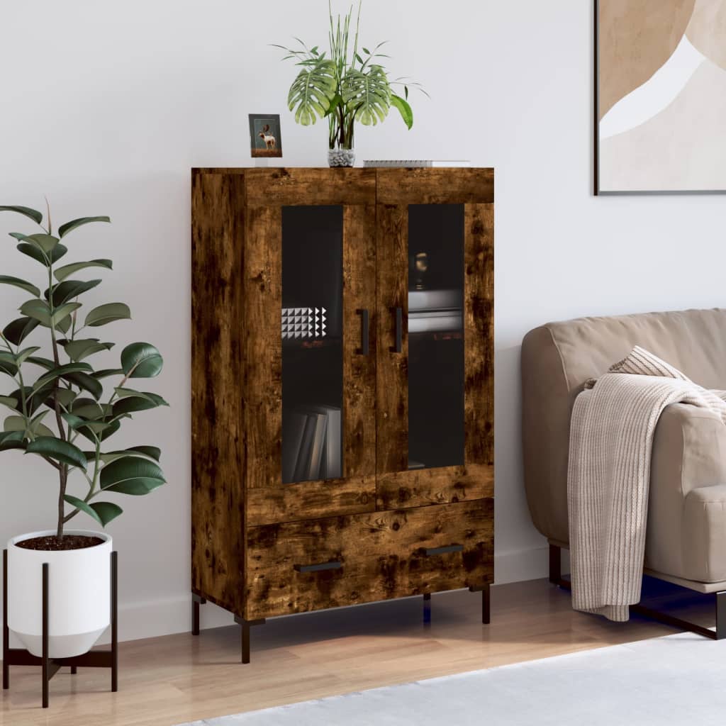 Highboard røkt eik 69,5x31x115 cm konstruert tre vidaXL