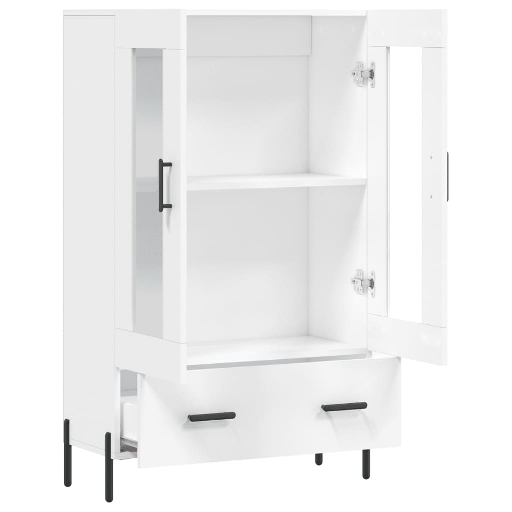 Highboard hvit 69,5x31x115 cm konstruert tre
