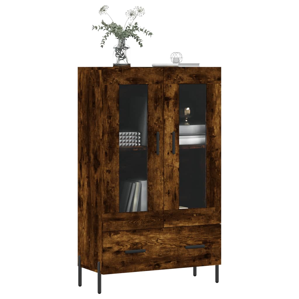 Highboard røkt eik 69,5x31x115 cm konstruert tre