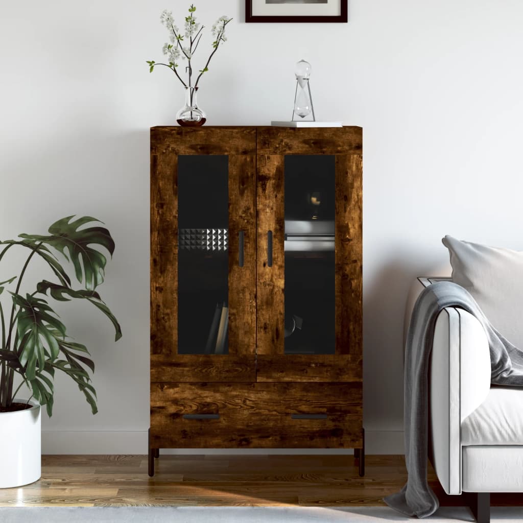 Highboard røkt eik 69,5x31x115 cm konstruert tre