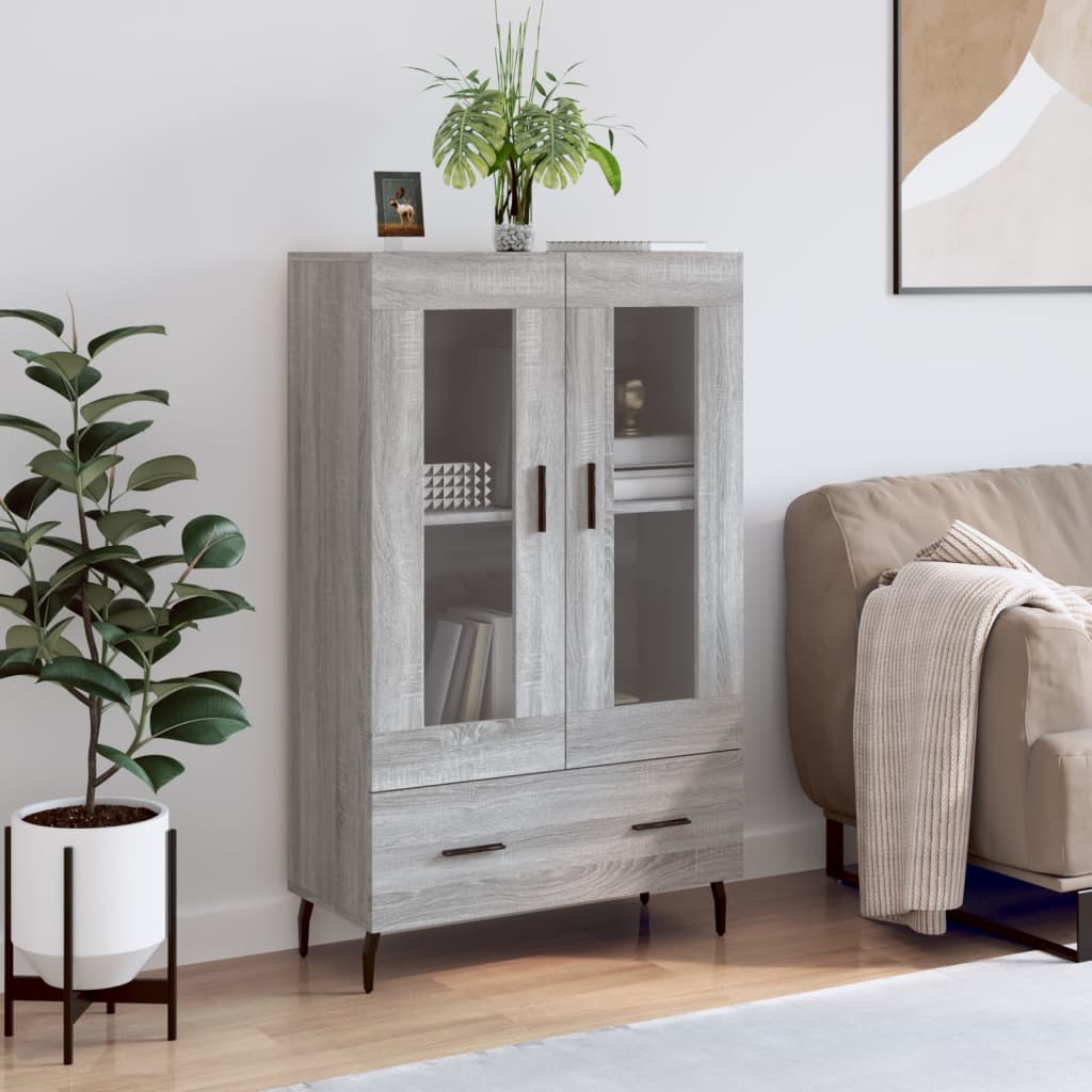 Highboard grå sonoma 69,5x31x115 cm konstruert tre