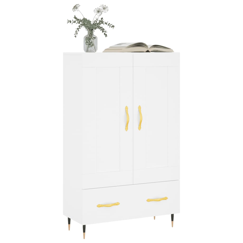 Highboard hvit 69,5x31x115 cm konstruert tre