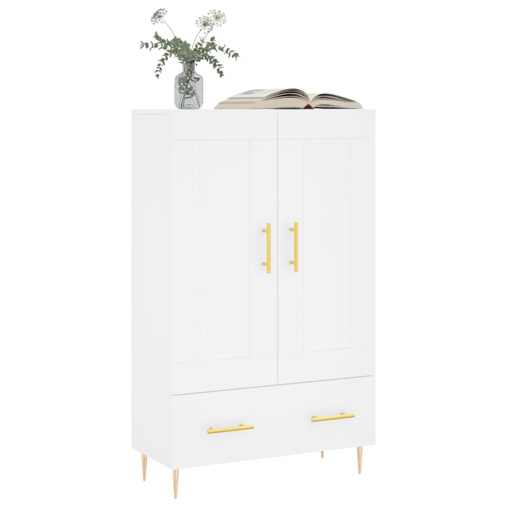 Highboard hvit 69,5x31x115 cm konstruert tre