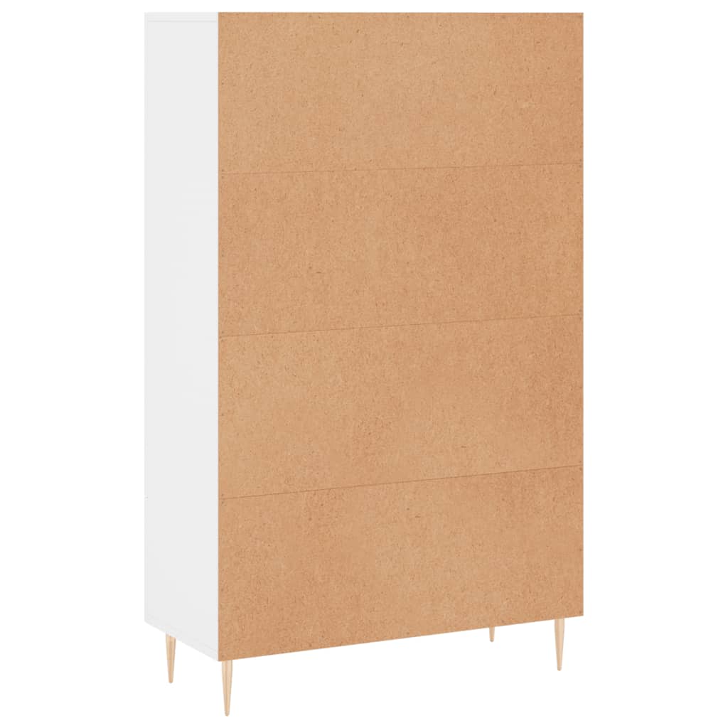 Highboard hvit 69,5x31x115 cm konstruert tre