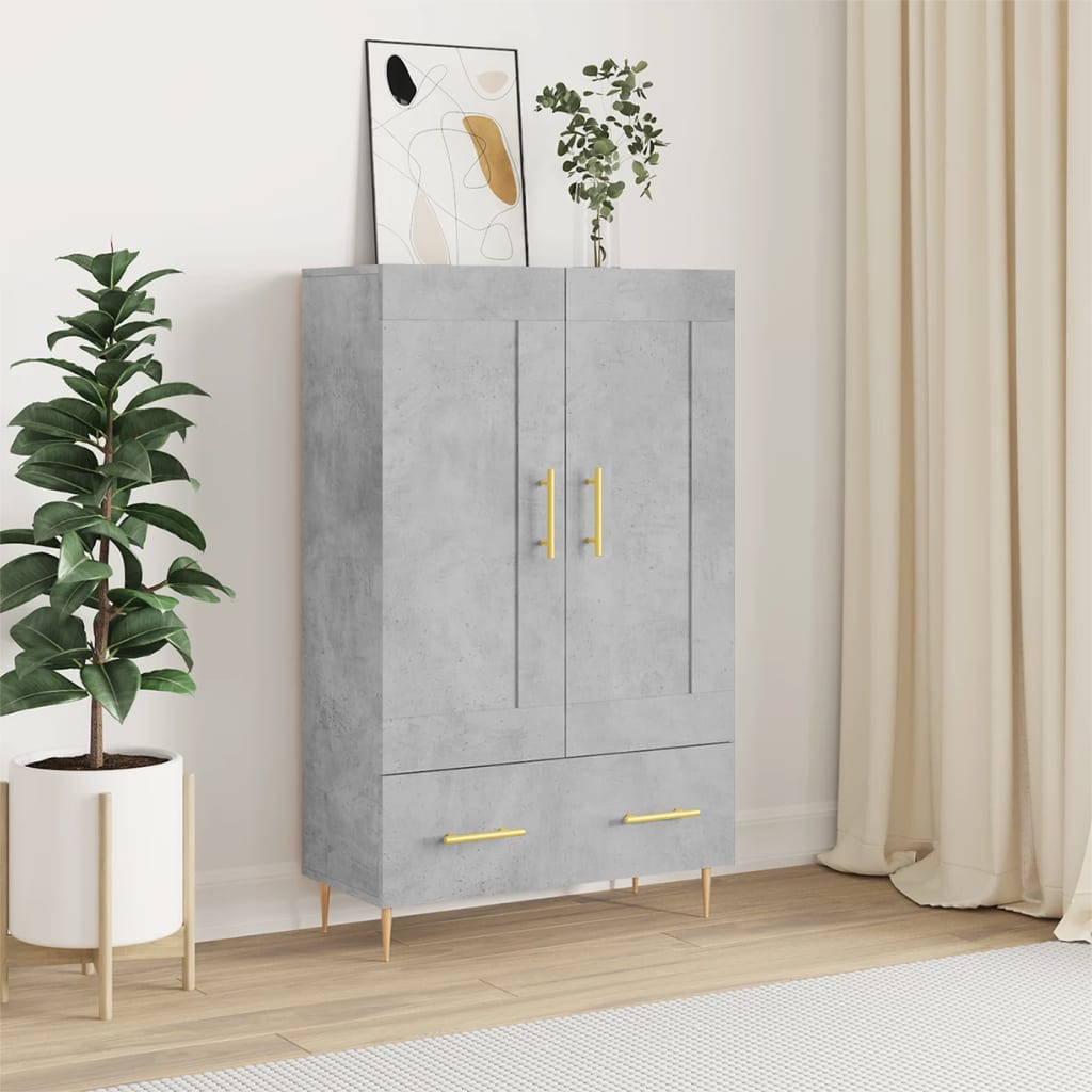 Highboard betonggrå 69,5x31x115 cm konstruert tre