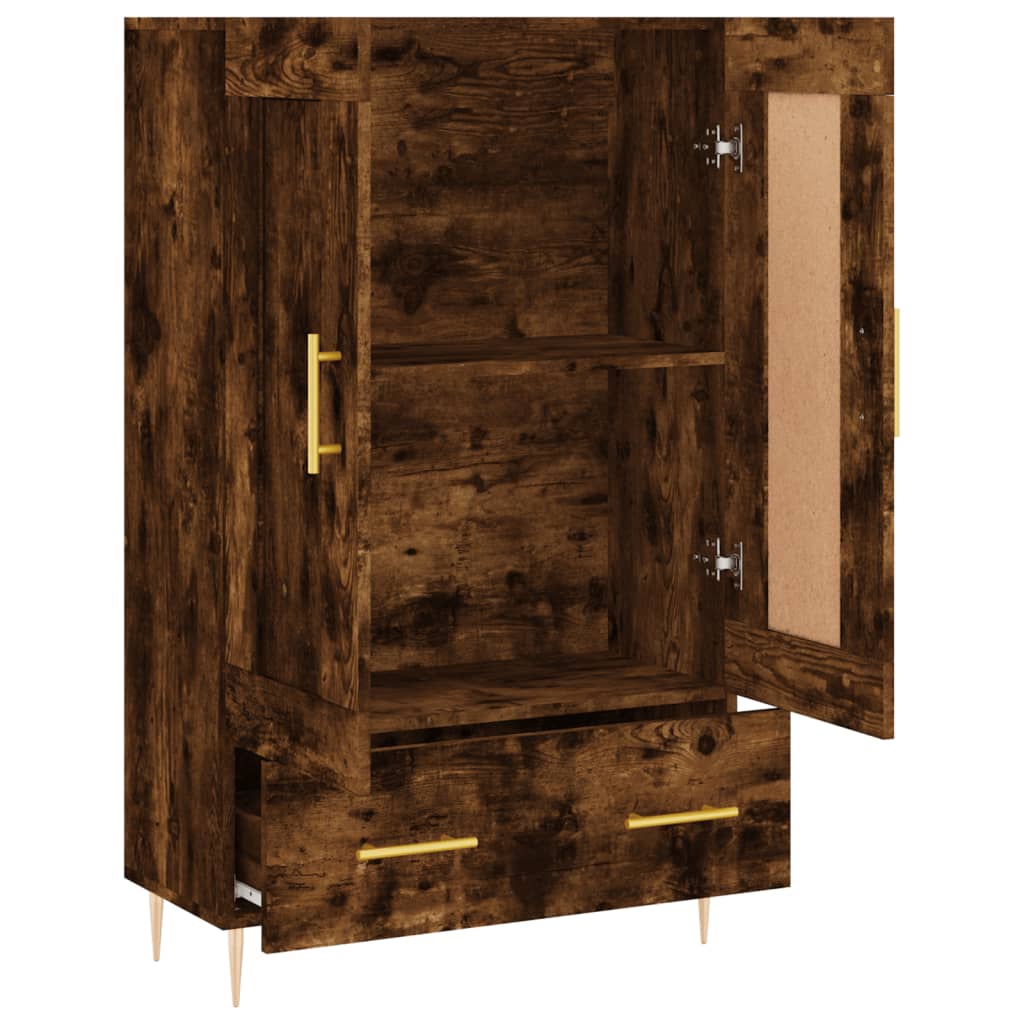 Highboard røkt eik 69,5x31x115 cm konstruert tre