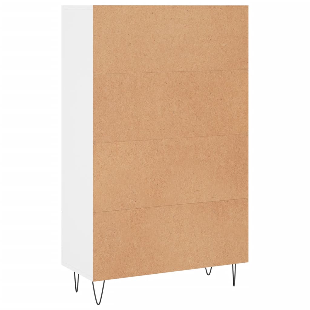 Highboard hvit 69,5x31x115 cm konstruert tre
