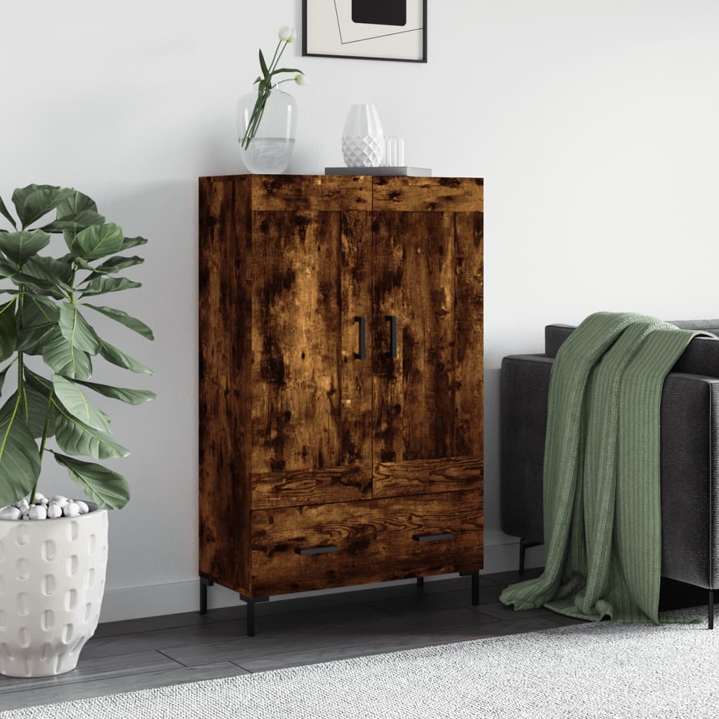 Highboard røkt eik 69,5x31x115 cm konstruert tre vidaXL