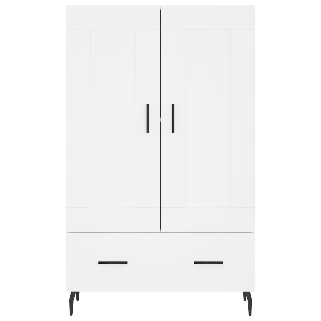 Highboard hvit 69,5x31x115 cm konstruert tre