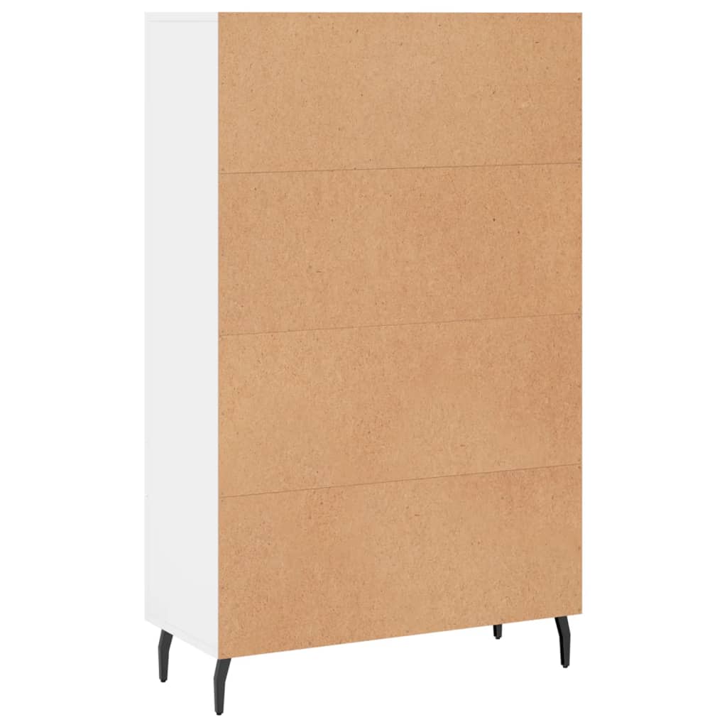 Highboard hvit 69,5x31x115 cm konstruert tre