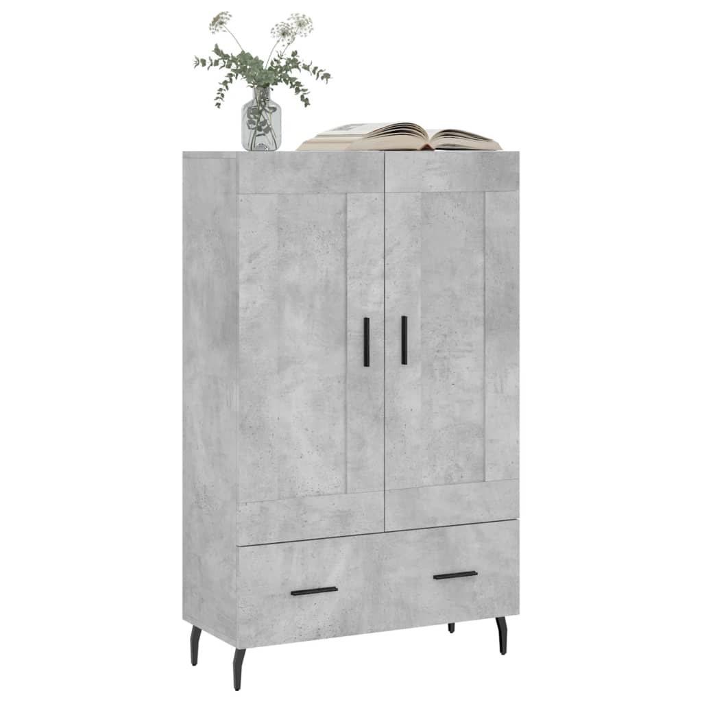 Highboard betonggrå 69,5x31x115 cm konstruert tre