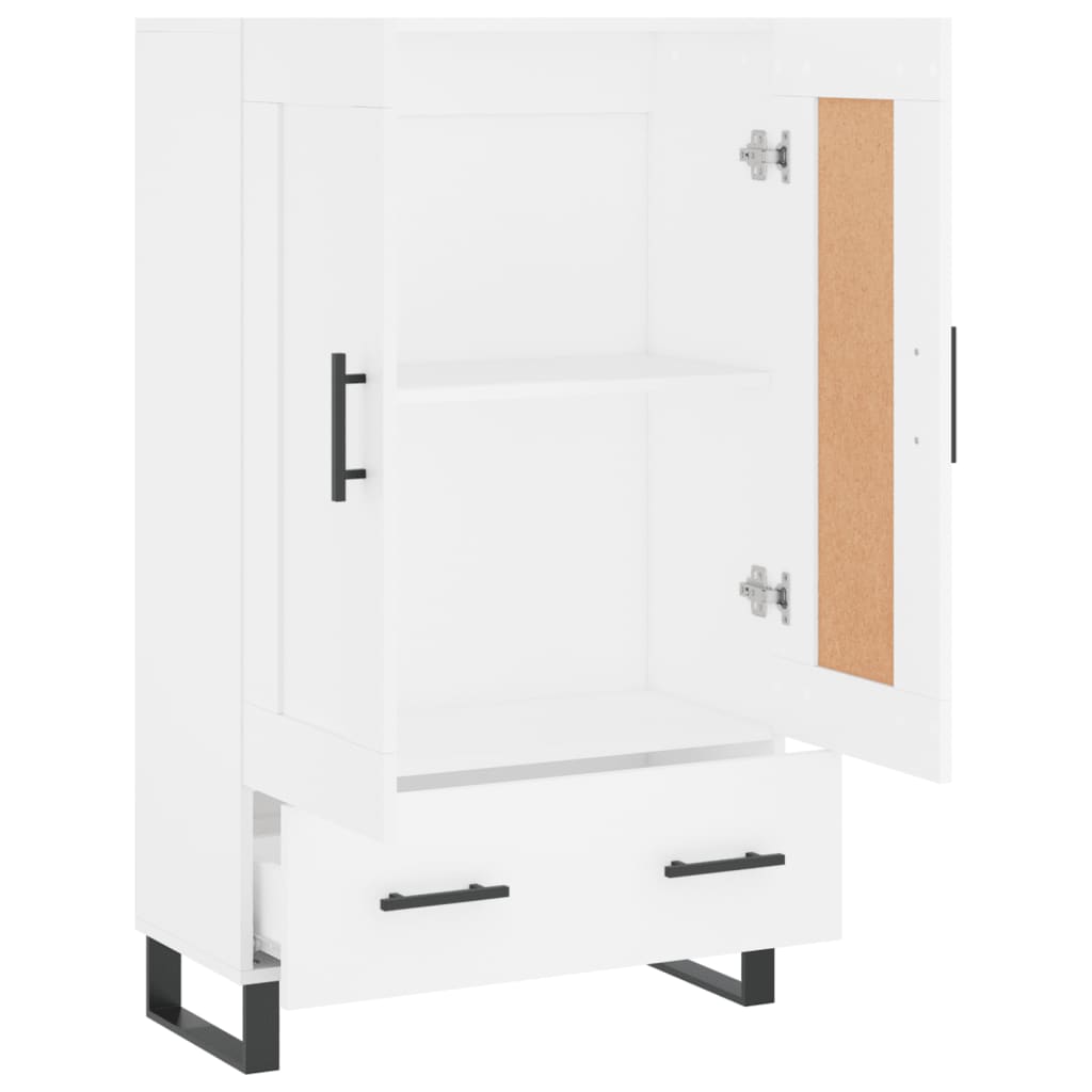 Highboard hvit 69,5x31x115 cm konstruert tre