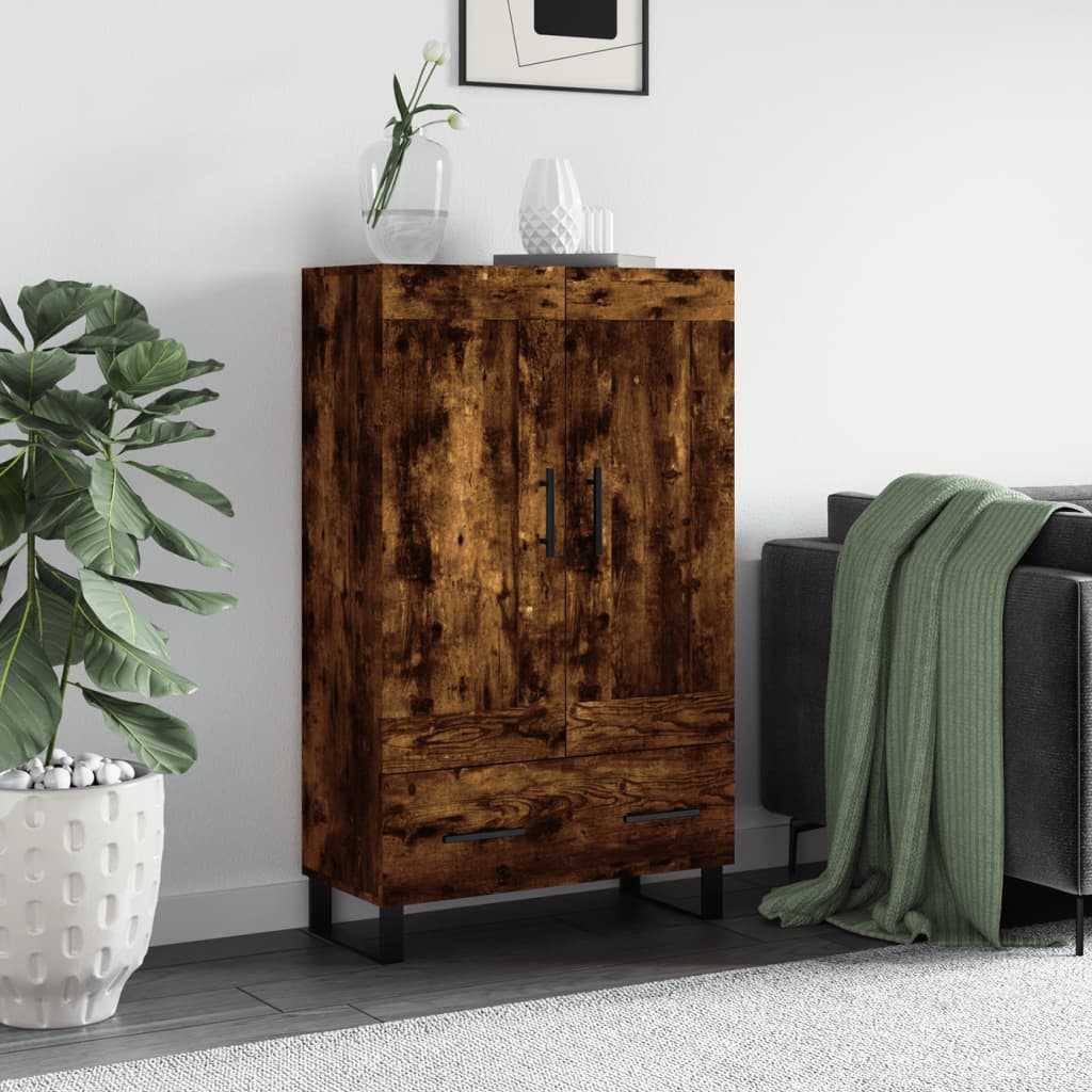 Highboard røkt eik 69,5x31x115 cm konstruert tre