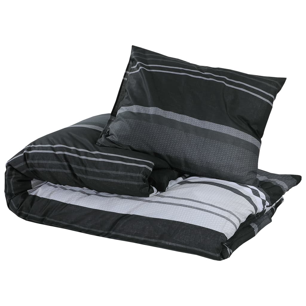 Sengesett svart og hvit 200x220 cm bomull