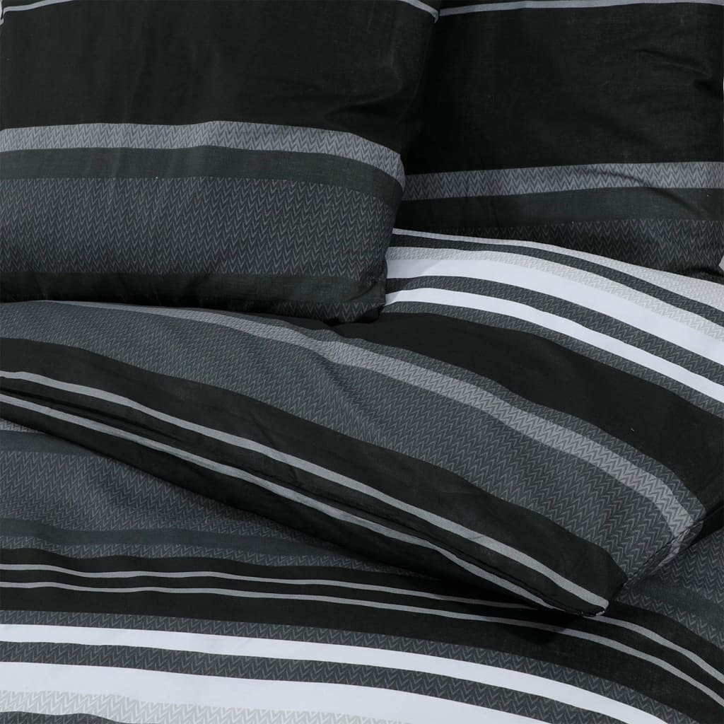 Sengesett svart og hvit 200x220 cm bomull