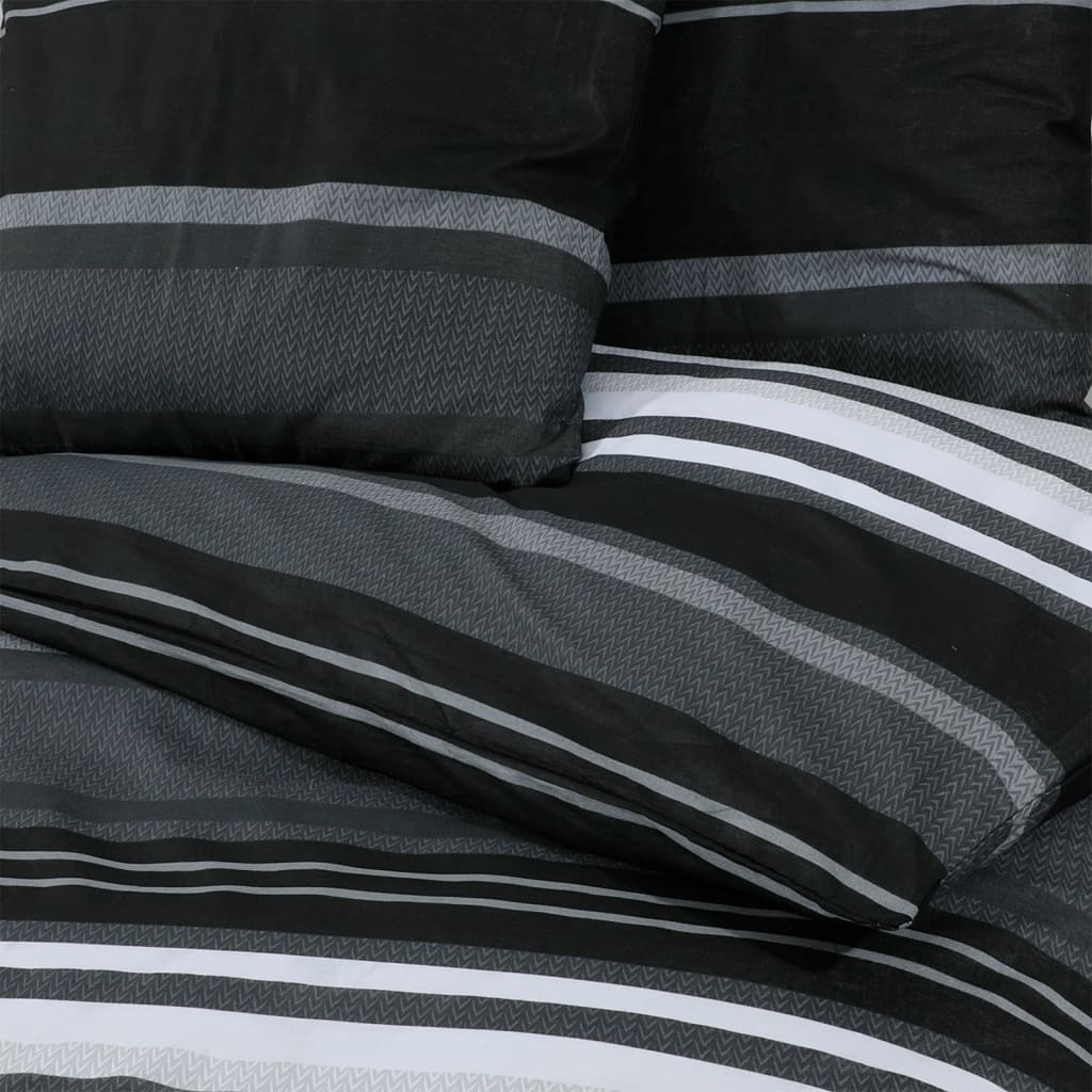 Sengesett svart og hvit 225x220 cm bomull