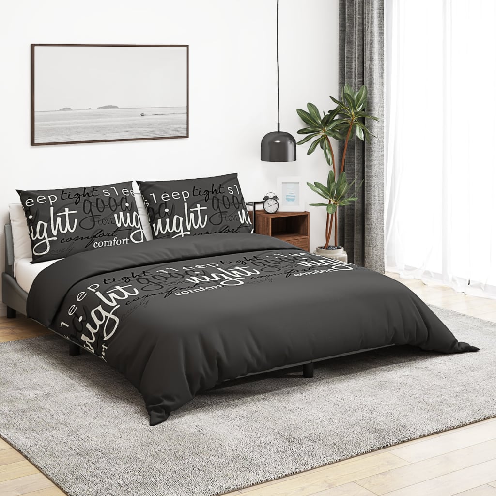 Sengesett svart 260x220 cm bomull